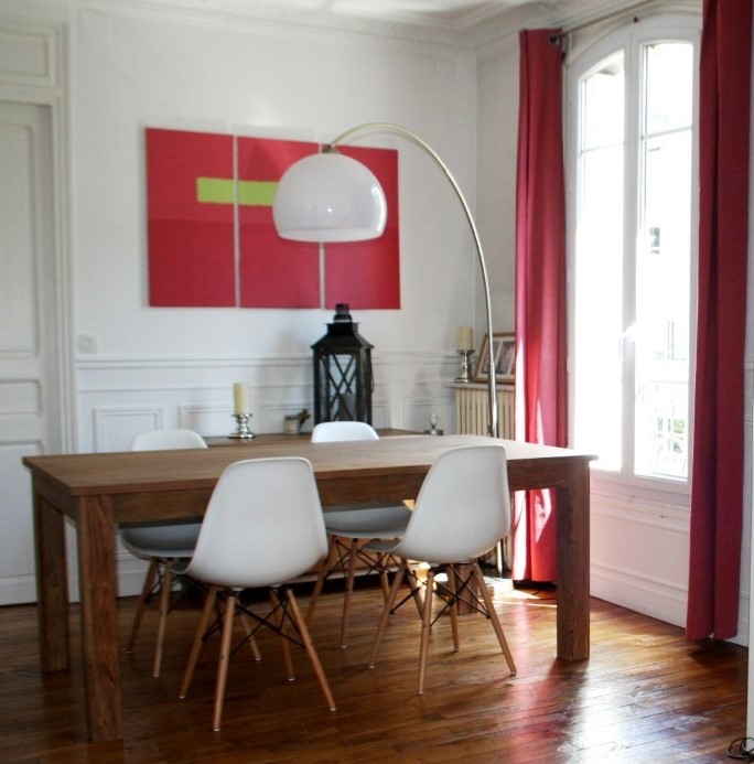 Salle à manger moderne dans appartement ancien type haussmannien du projet Brossolette