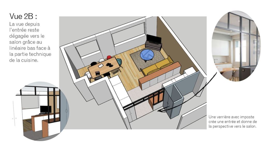 Vue 3D et annotations de la version 2 du projet Vincennes avec accent sur la verrière